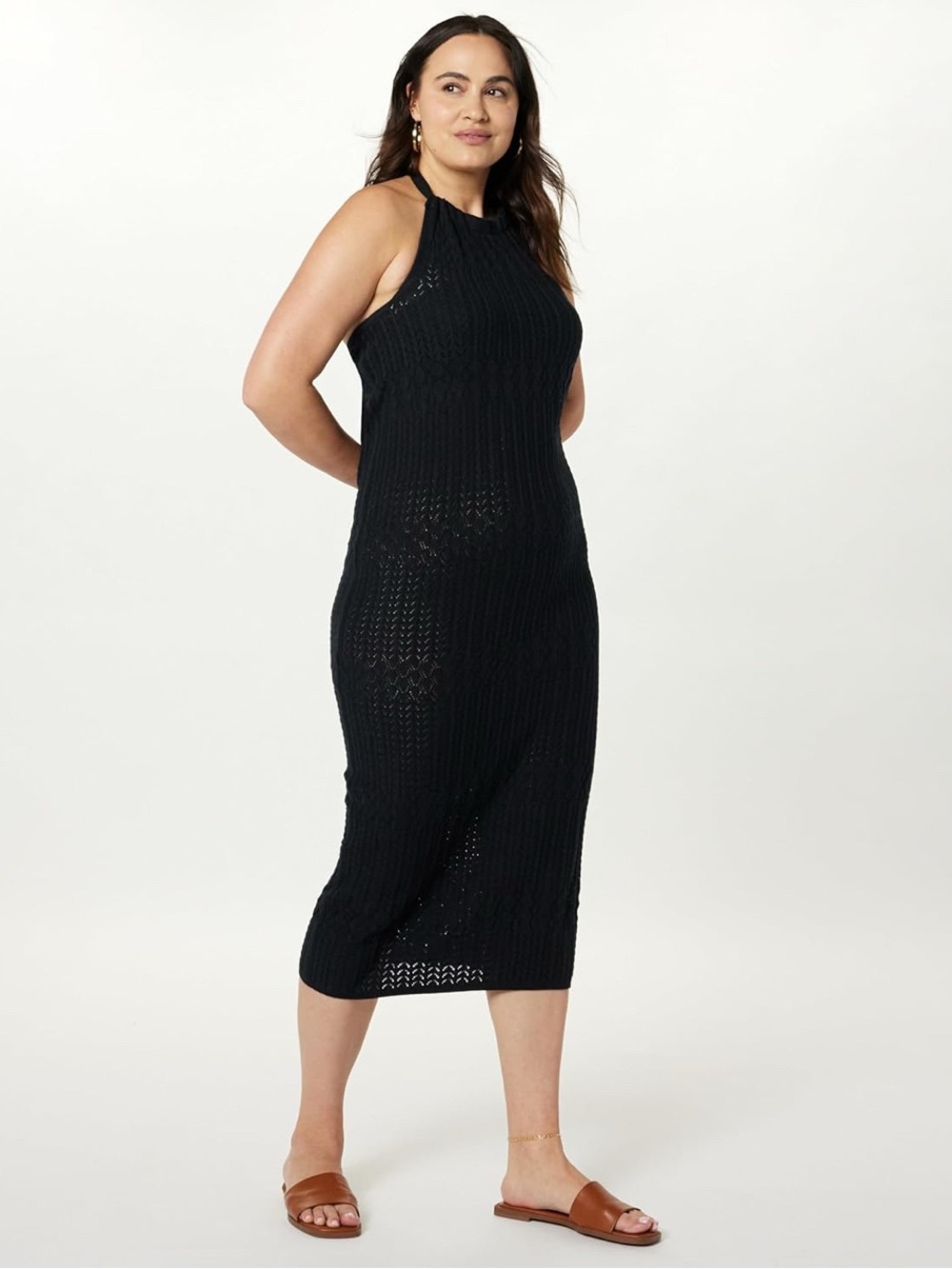 The Drop Plus Size Jayla Sleeveless Crochet Midi Dress